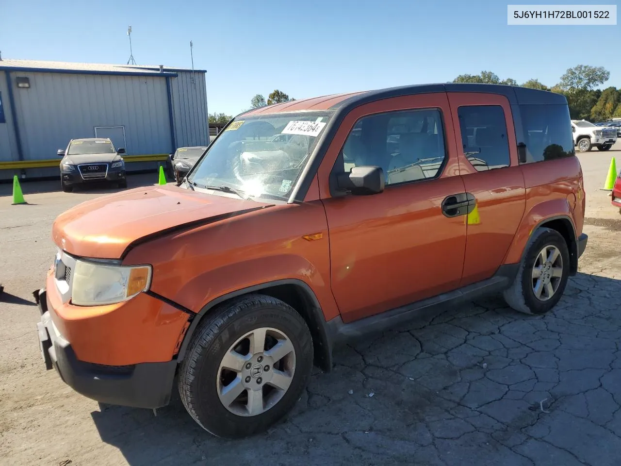 2011 Honda Element Ex VIN: 5J6YH1H72BL001522 Lot: 76142364