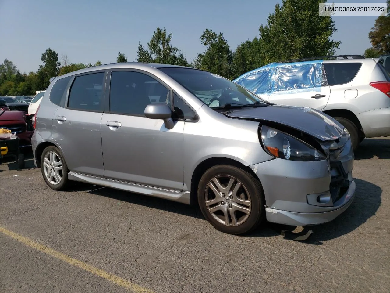 2007 Honda Fit S VIN: JHMGD386X7S017625 Lot: 70600944