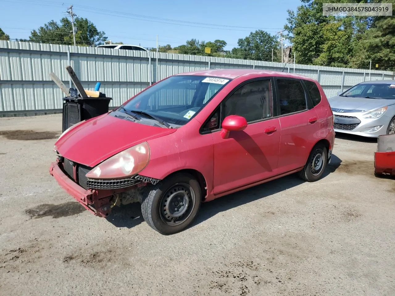 2007 Honda Fit VIN: JHMGD38457S043919 Lot: 75834914