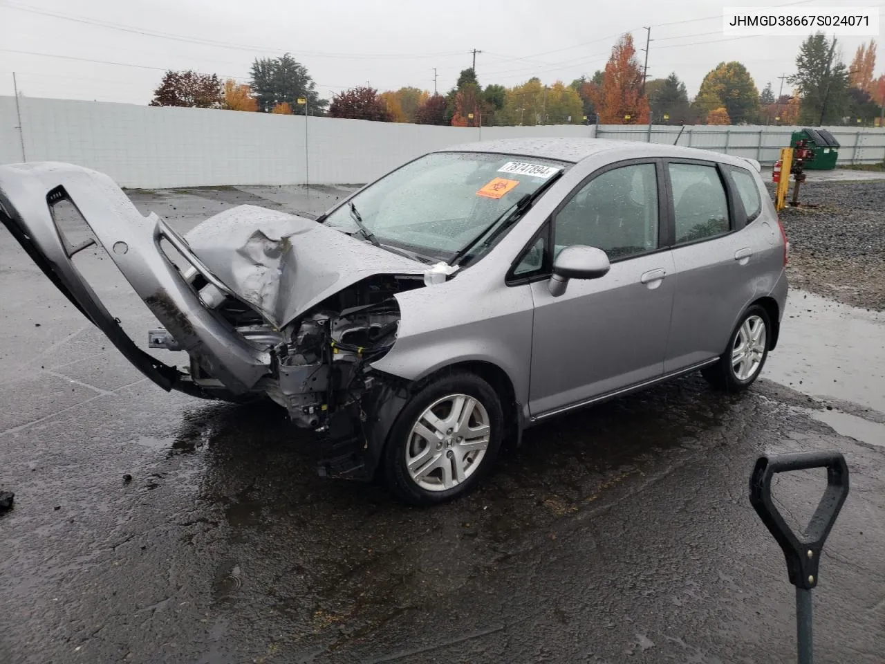 2007 Honda Fit S VIN: JHMGD38667S024071 Lot: 78747894