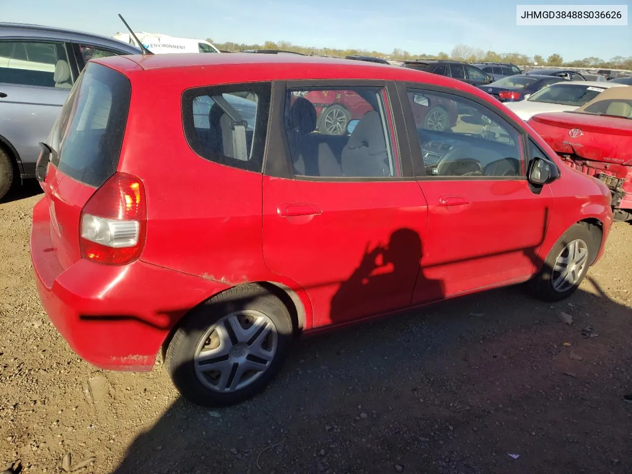 2008 Honda Fit VIN: JHMGD38488S036626 Lot: 75758964