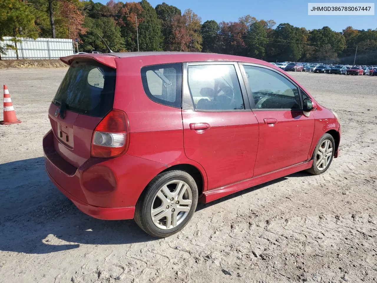 2008 Honda Fit Sport VIN: JHMGD38678S067447 Lot: 78068574