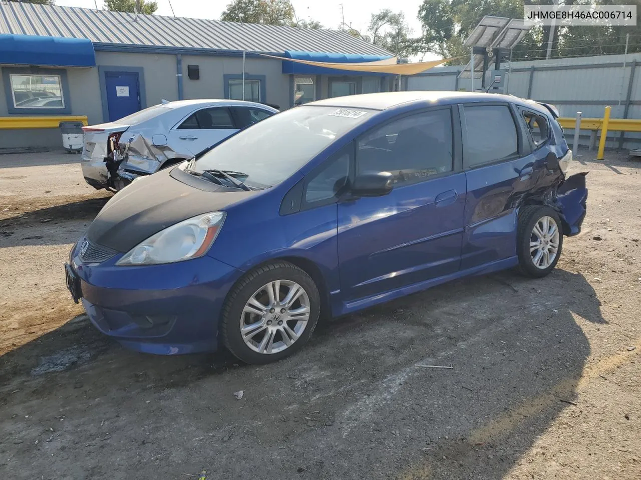 2010 Honda Fit Sport VIN: JHMGE8H46AC006714 Lot: 75015714