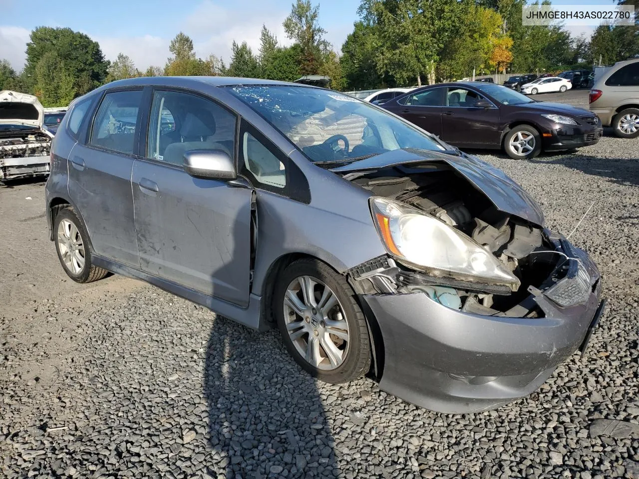 2010 Honda Fit Sport VIN: JHMGE8H43AS022780 Lot: 75118894