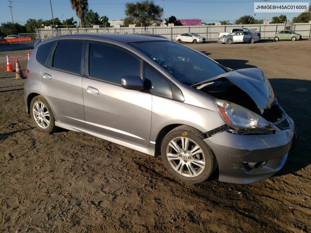 2010 Honda Fit Sport VIN: JHMGE8H45AC016005 Lot: 79773684