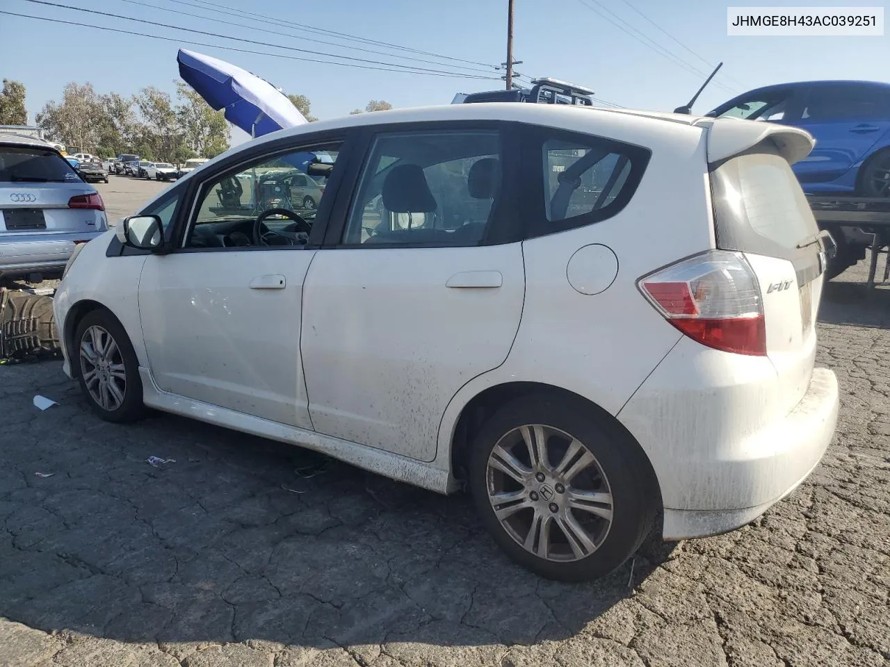 2010 Honda Fit Sport VIN: JHMGE8H43AC039251 Lot: 80333204