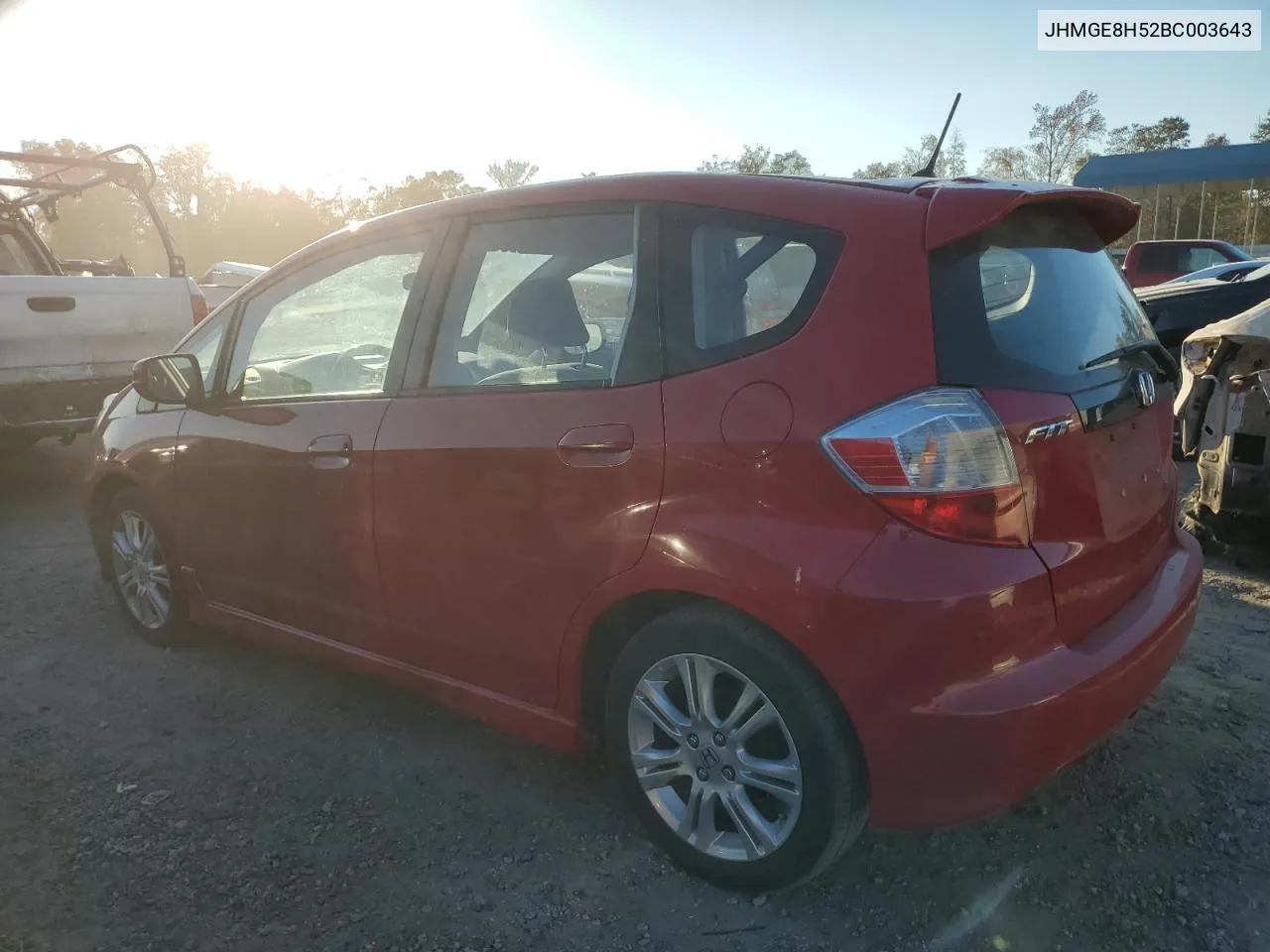 2011 Honda Fit Sport VIN: JHMGE8H52BC003643 Lot: 78389484