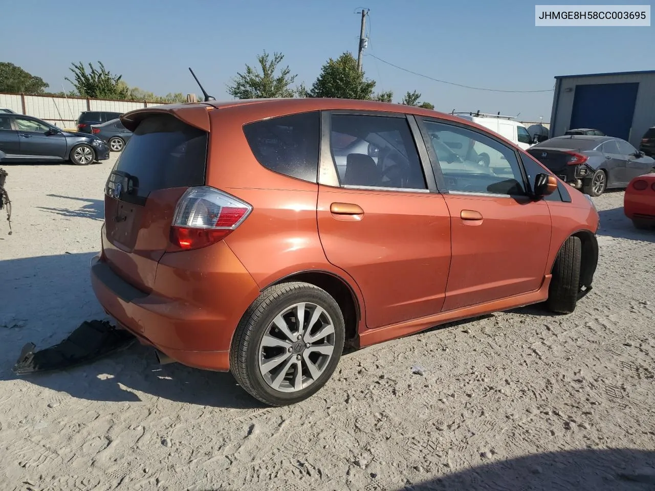 2012 Honda Fit Sport VIN: JHMGE8H58CC003695 Lot: 75255534