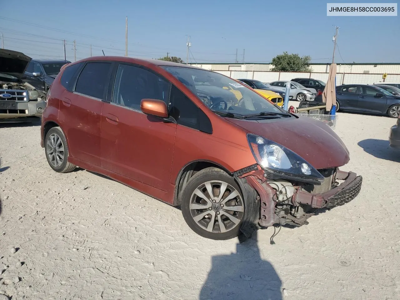 2012 Honda Fit Sport VIN: JHMGE8H58CC003695 Lot: 75255534