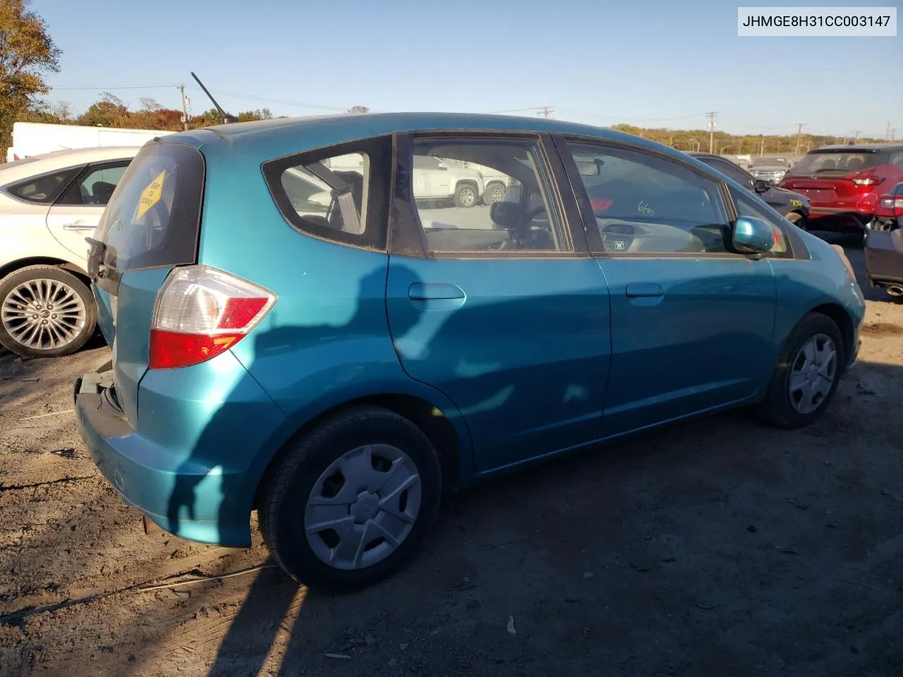 2012 Honda Fit VIN: JHMGE8H31CC003147 Lot: 77441564