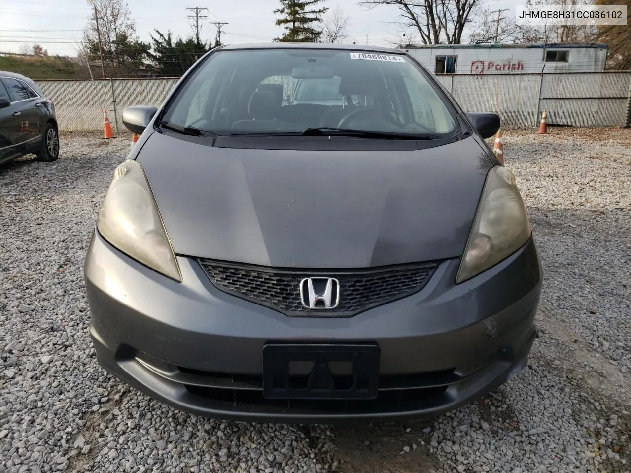 2012 Honda Fit VIN: JHMGE8H31CC036102 Lot: 78469814