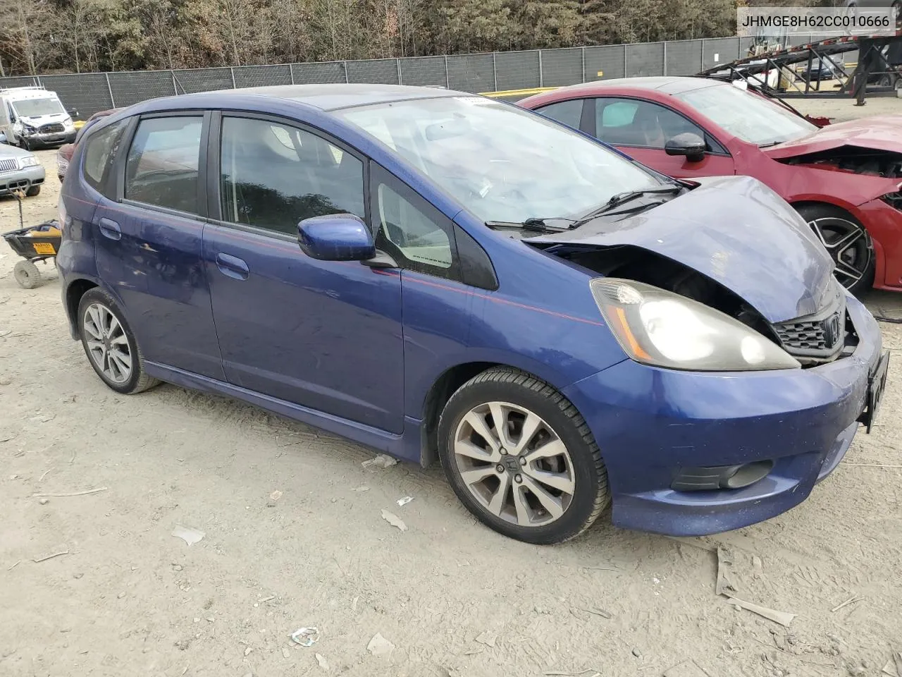 2012 Honda Fit Sport VIN: JHMGE8H62CC010666 Lot: 78855374