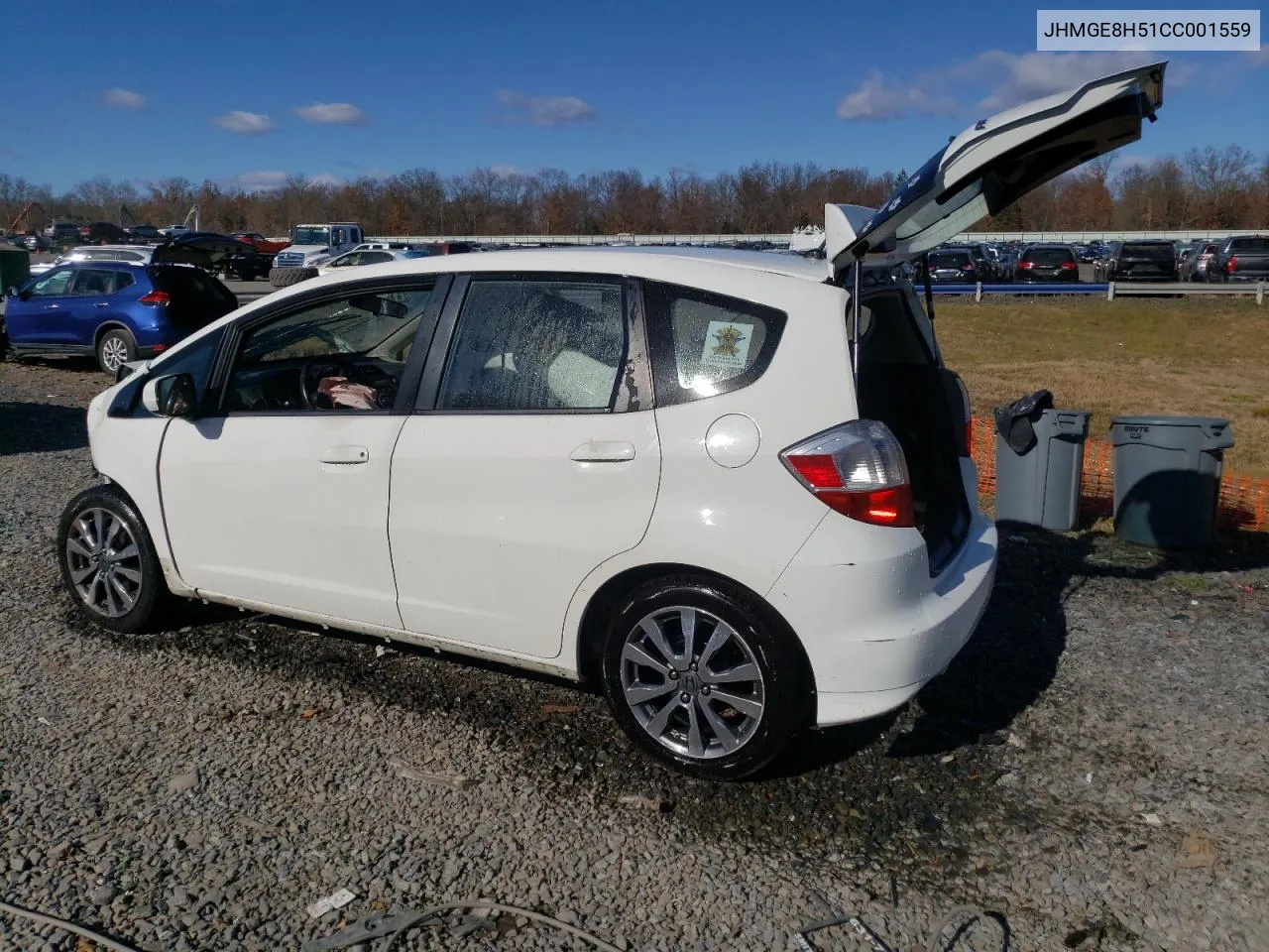 2012 Honda Fit Sport VIN: JHMGE8H51CC001559 Lot: 80101894