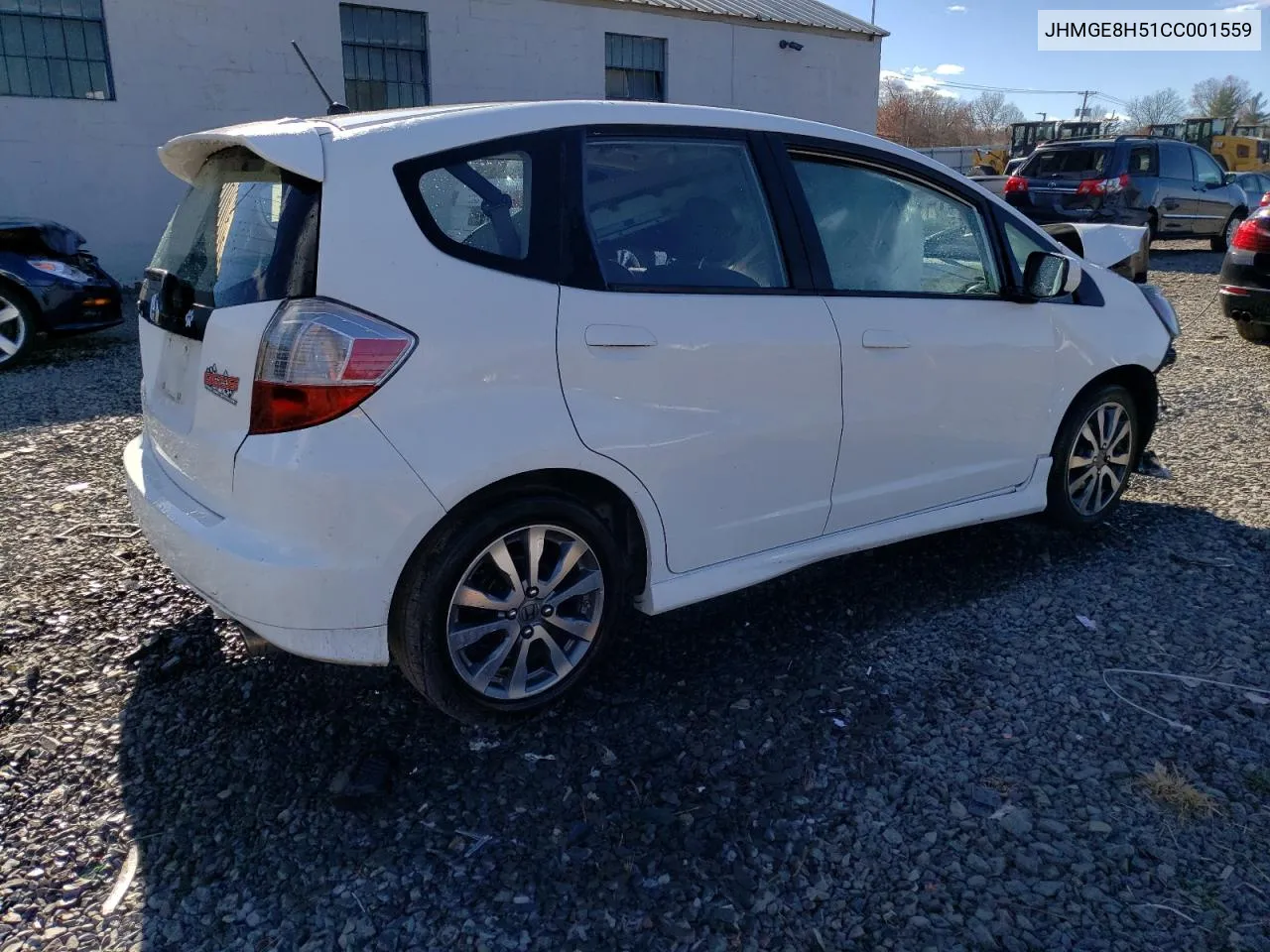 2012 Honda Fit Sport VIN: JHMGE8H51CC001559 Lot: 80101894