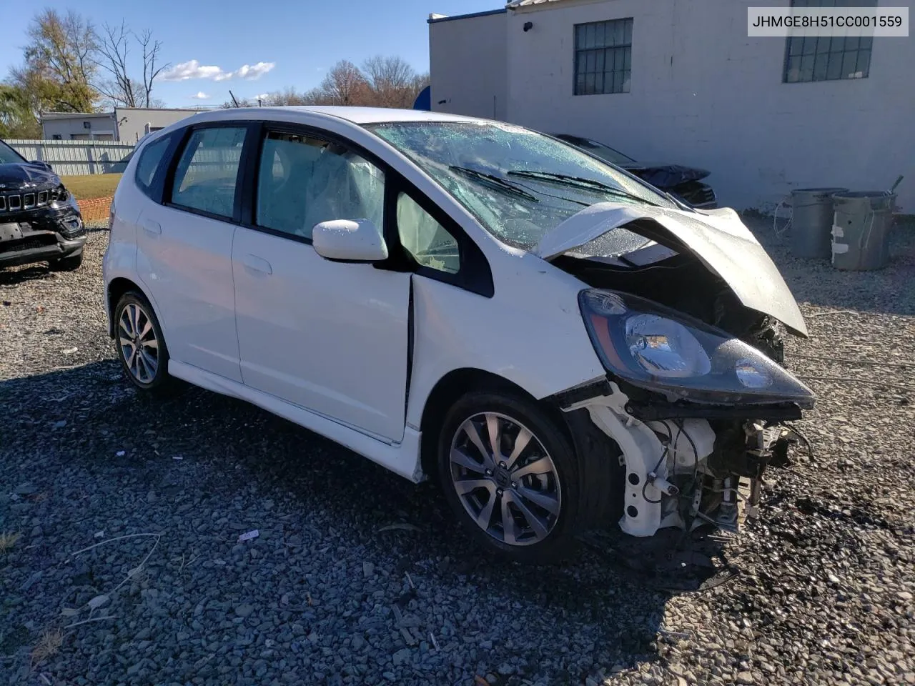 2012 Honda Fit Sport VIN: JHMGE8H51CC001559 Lot: 80101894