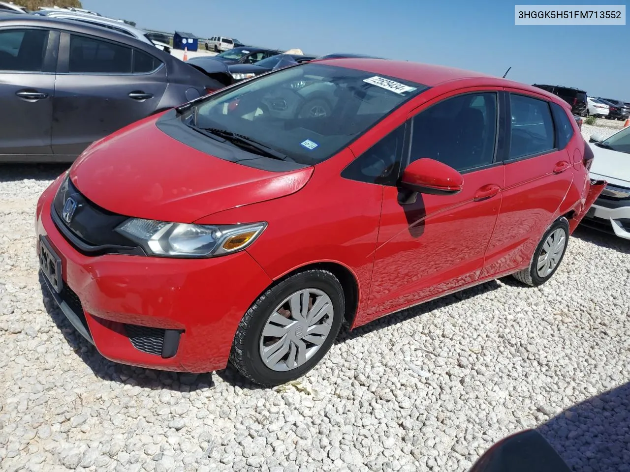 2015 Honda Fit Lx VIN: 3HGGK5H51FM713552 Lot: 72529434