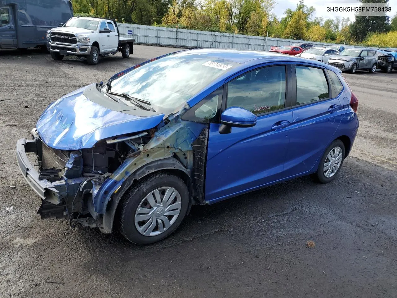 2015 Honda Fit Lx VIN: 3HGGK5H58FM758438 Lot: 76114974