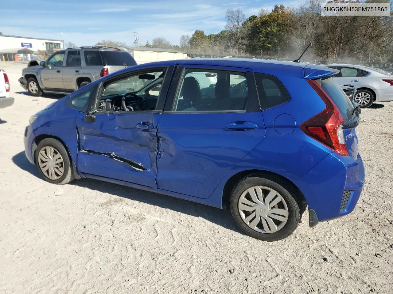 2015 Honda Fit Lx VIN: 3HGGK5H53FM751865 Lot: 80046304