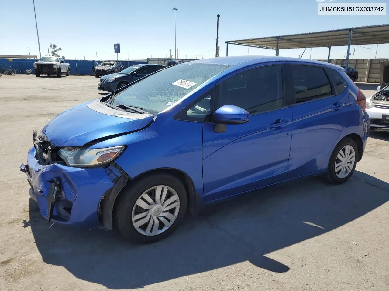 2016 Honda Fit Lx VIN: JHMGK5H51GX033742 Lot: 71986244