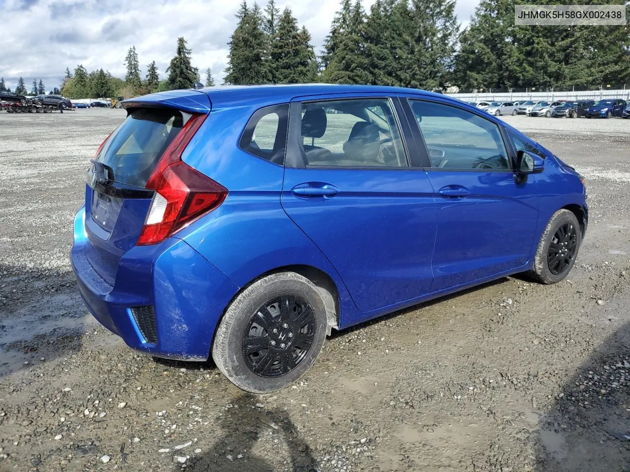 2016 Honda Fit Lx VIN: JHMGK5H58GX002438 Lot: 73936804