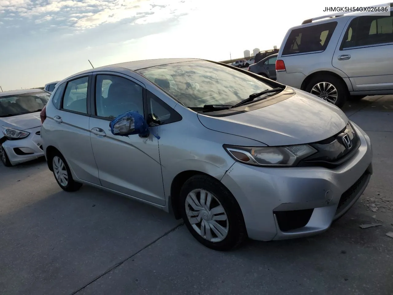 2016 Honda Fit Lx VIN: JHMGK5H54GX026686 Lot: 74960534