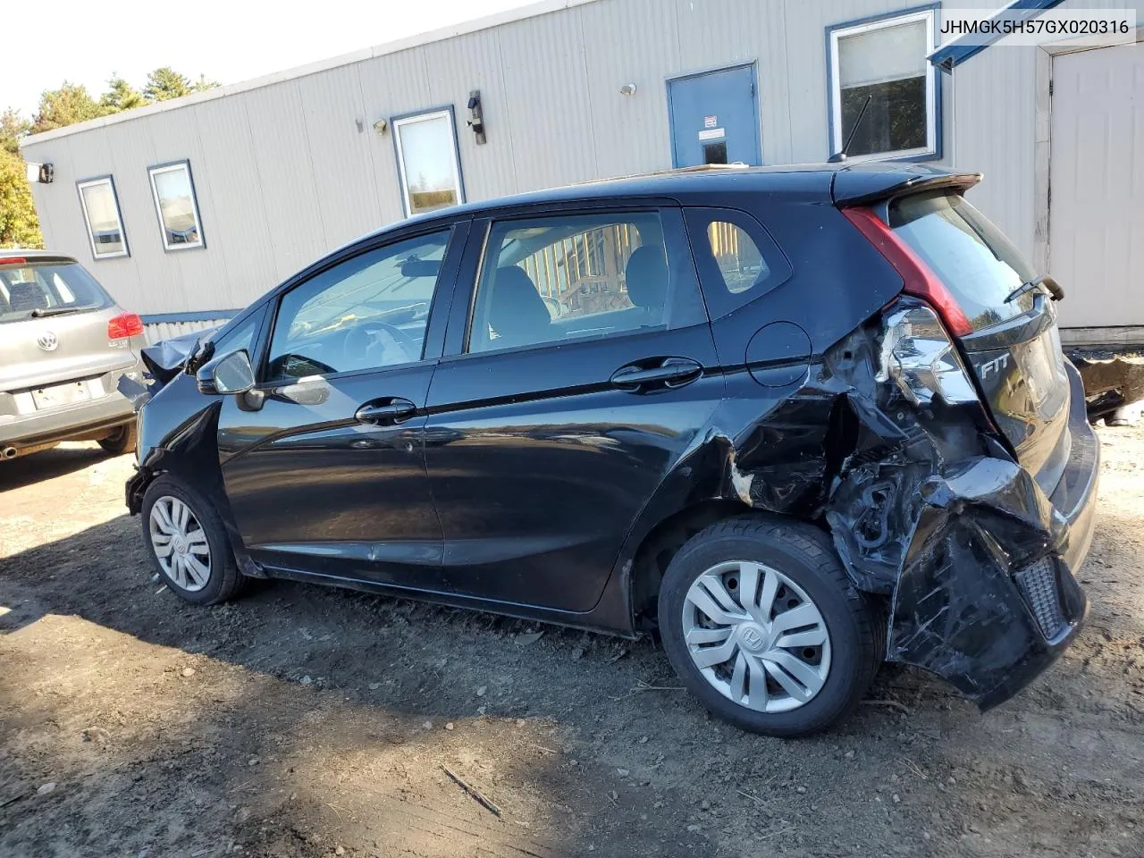 2016 Honda Fit Lx VIN: JHMGK5H57GX020316 Lot: 76378834