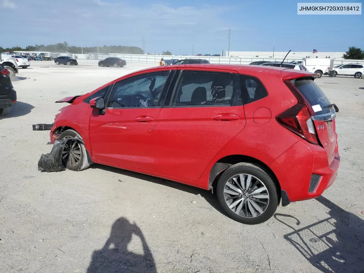 2016 Honda Fit Ex VIN: JHMGK5H72GX018412 Lot: 77285094