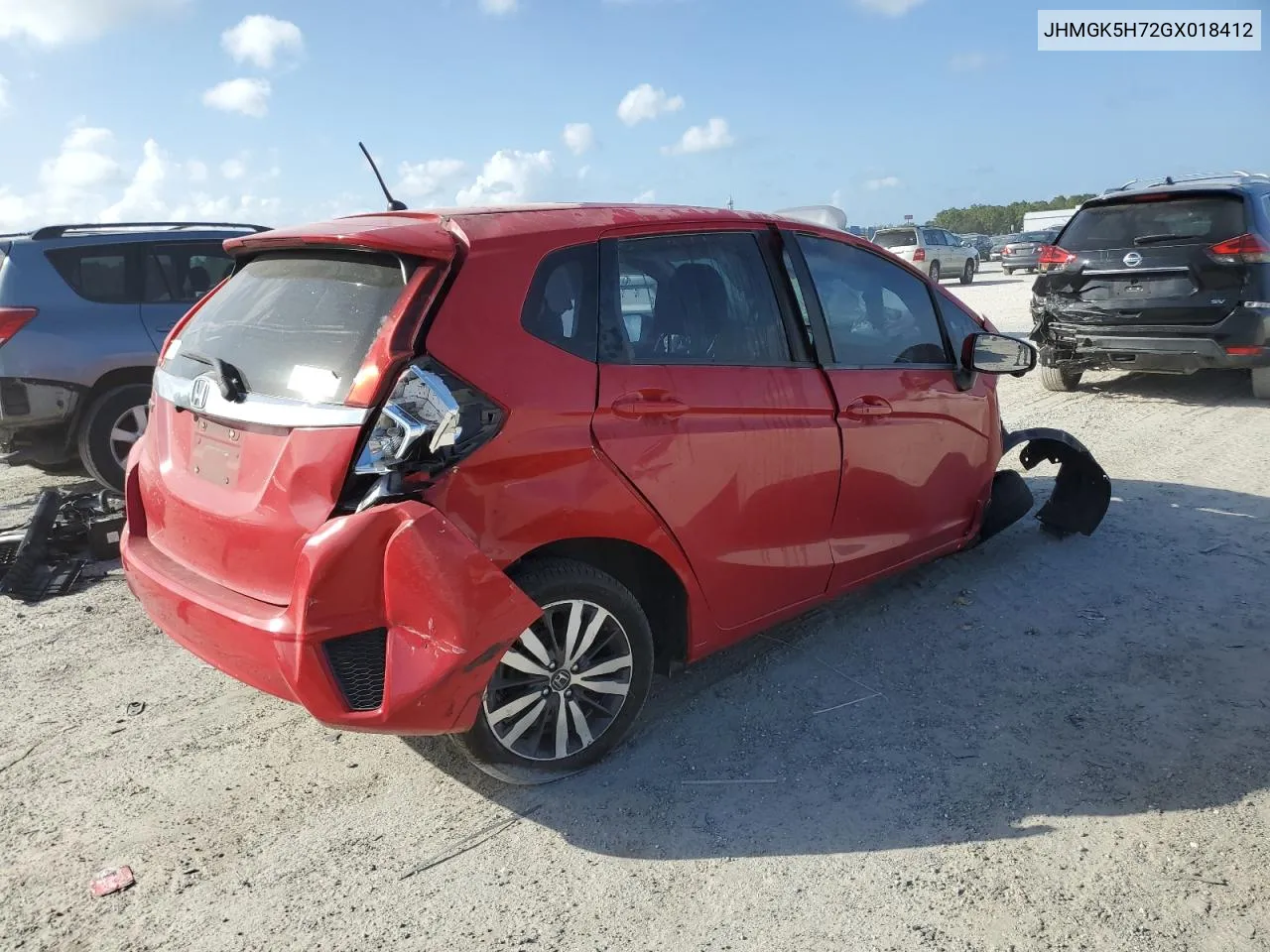 2016 Honda Fit Ex VIN: JHMGK5H72GX018412 Lot: 77285094