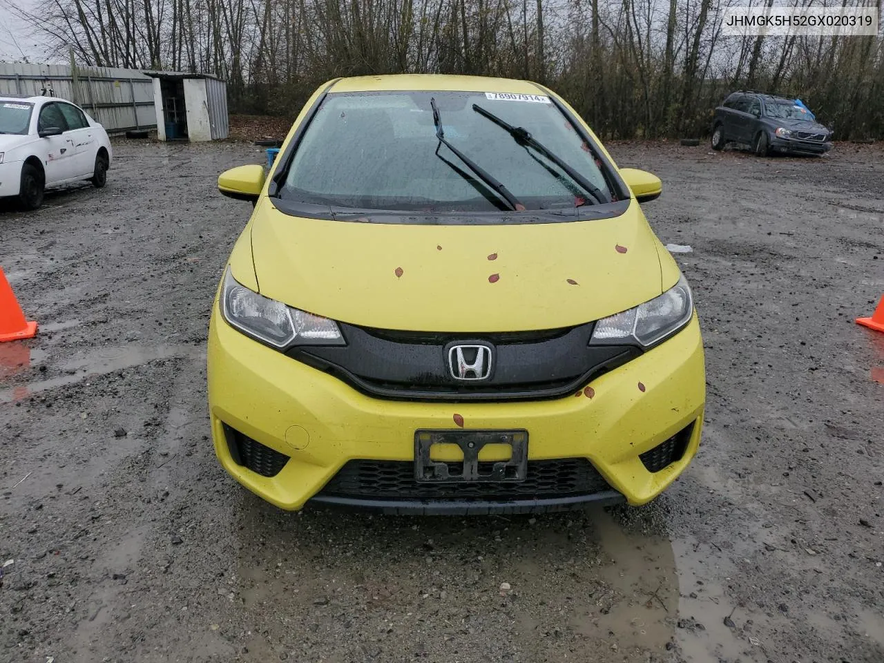 2016 Honda Fit Lx VIN: JHMGK5H52GX020319 Lot: 78907914