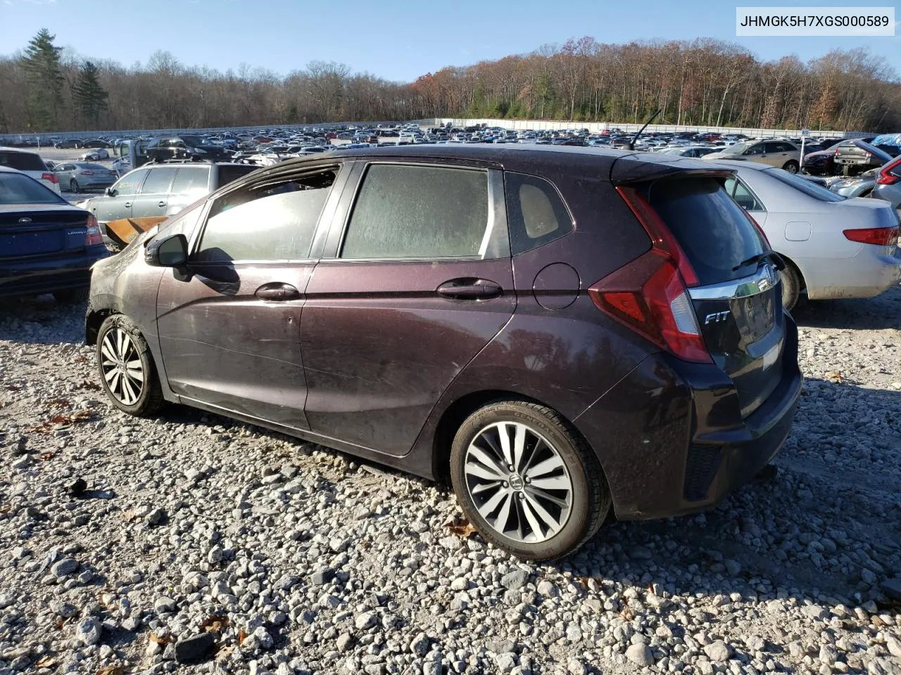 2016 Honda Fit Ex VIN: JHMGK5H7XGS000589 Lot: 78940684