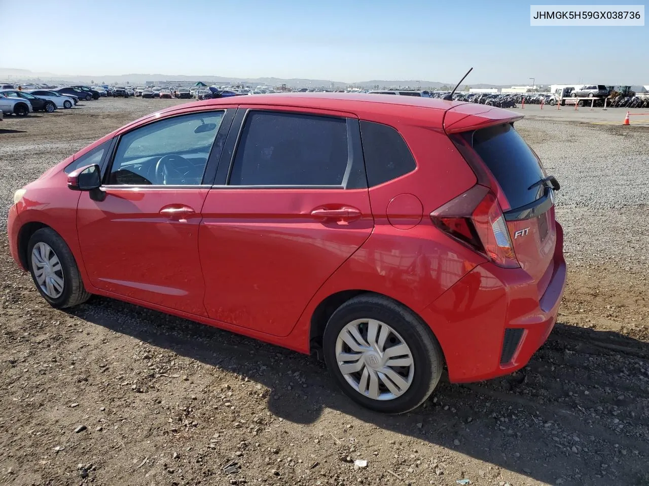 2016 Honda Fit Lx VIN: JHMGK5H59GX038736 Lot: 79452214