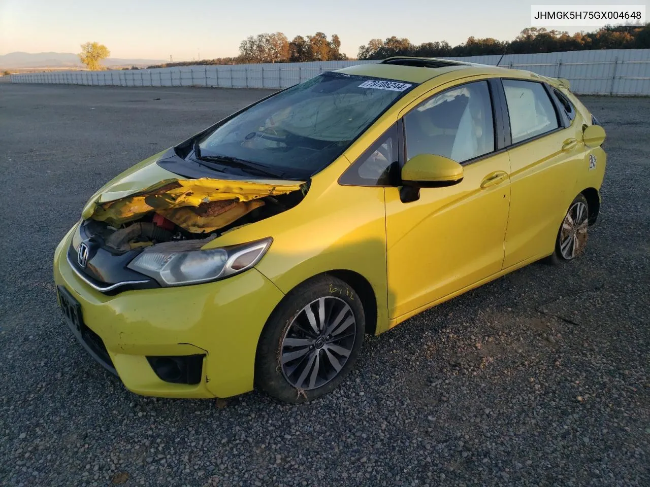 2016 Honda Fit Ex VIN: JHMGK5H75GX004648 Lot: 79708244