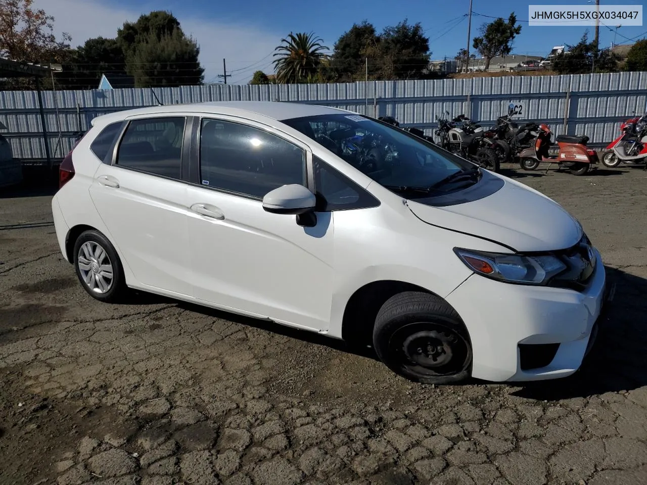 2016 Honda Fit Lx VIN: JHMGK5H5XGX034047 Lot: 81381624