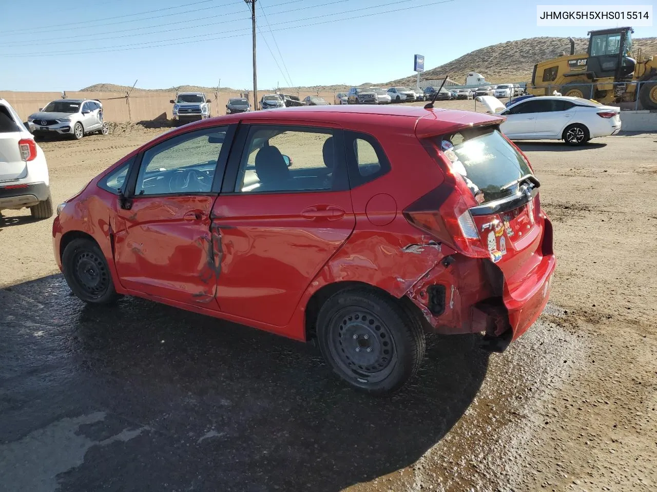 2017 Honda Fit Lx VIN: JHMGK5H5XHS015514 Lot: 73040484