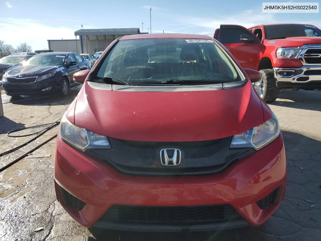 2017 Honda Fit Lx VIN: JHMGK5H52HS022540 Lot: 80104194