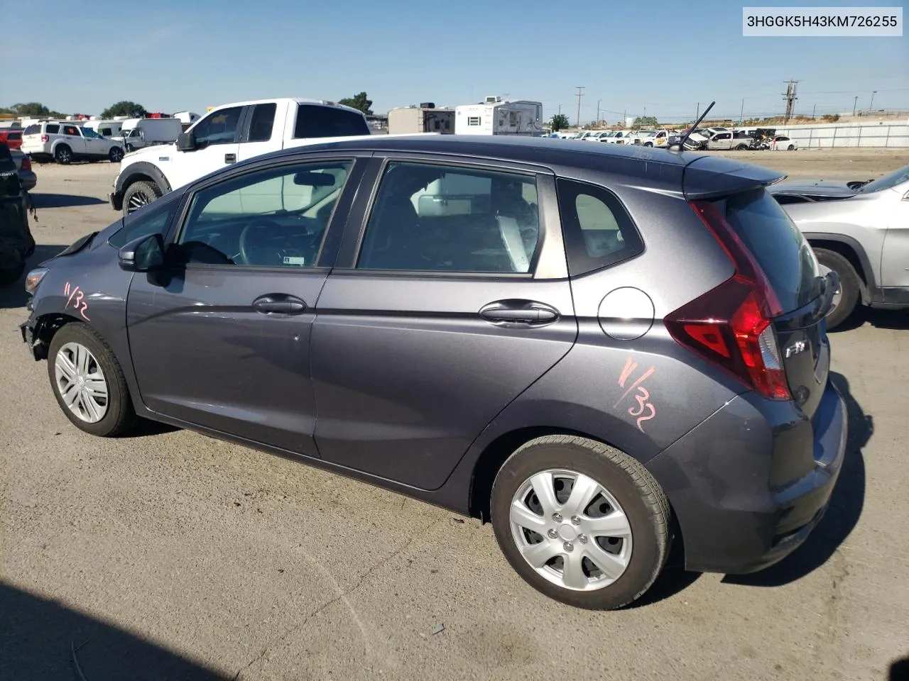 2019 Honda Fit Lx VIN: 3HGGK5H43KM726255 Lot: 72358404