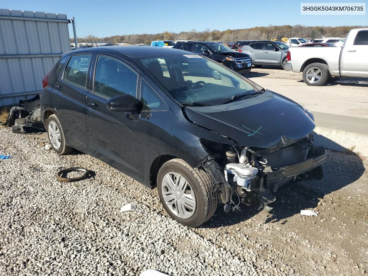 2019 Honda Fit Lx VIN: 3HGGK5G43KM706735 Lot: 79796484