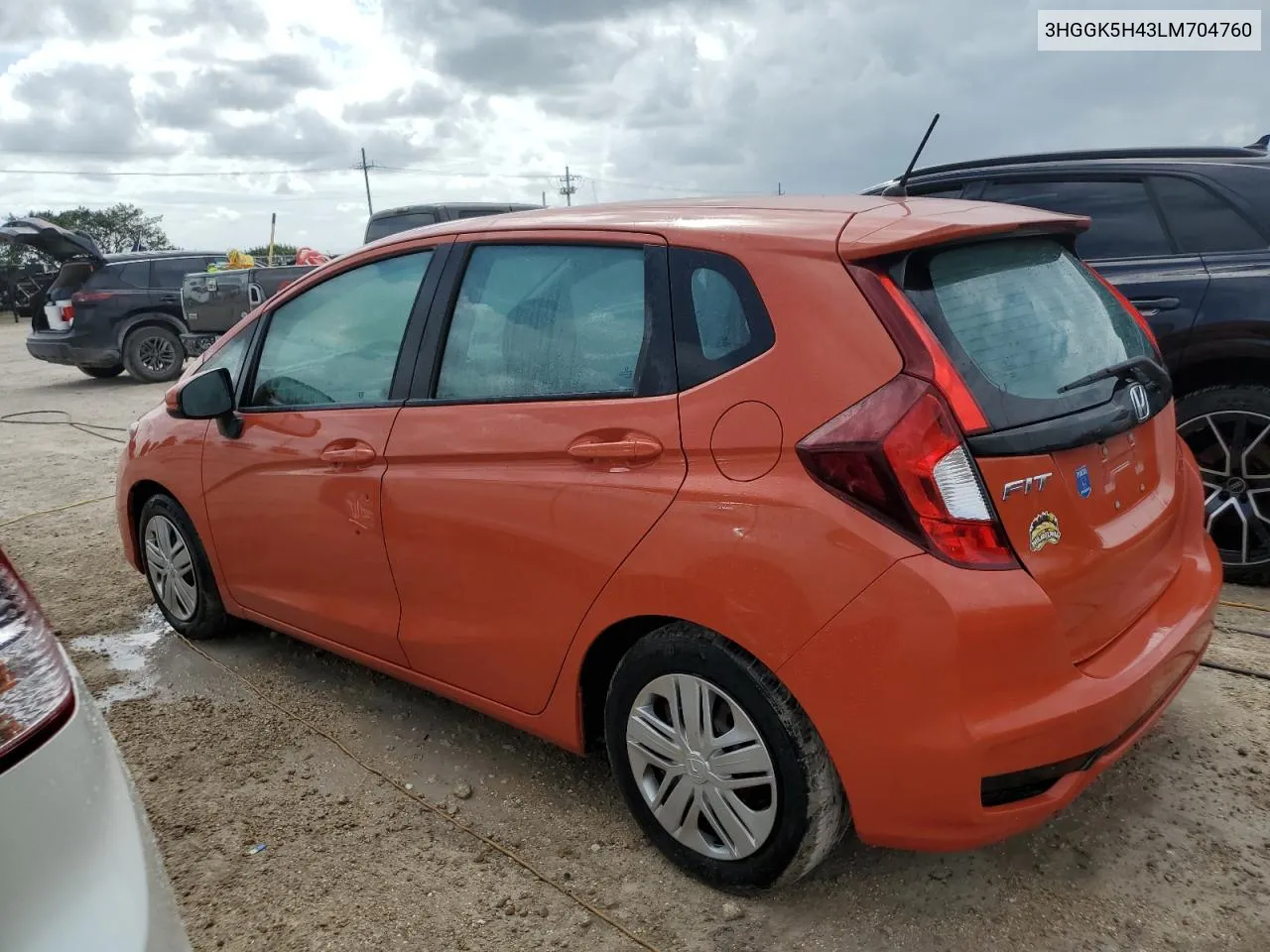 2020 Honda Fit Lx VIN: 3HGGK5H43LM704760 Lot: 74446524