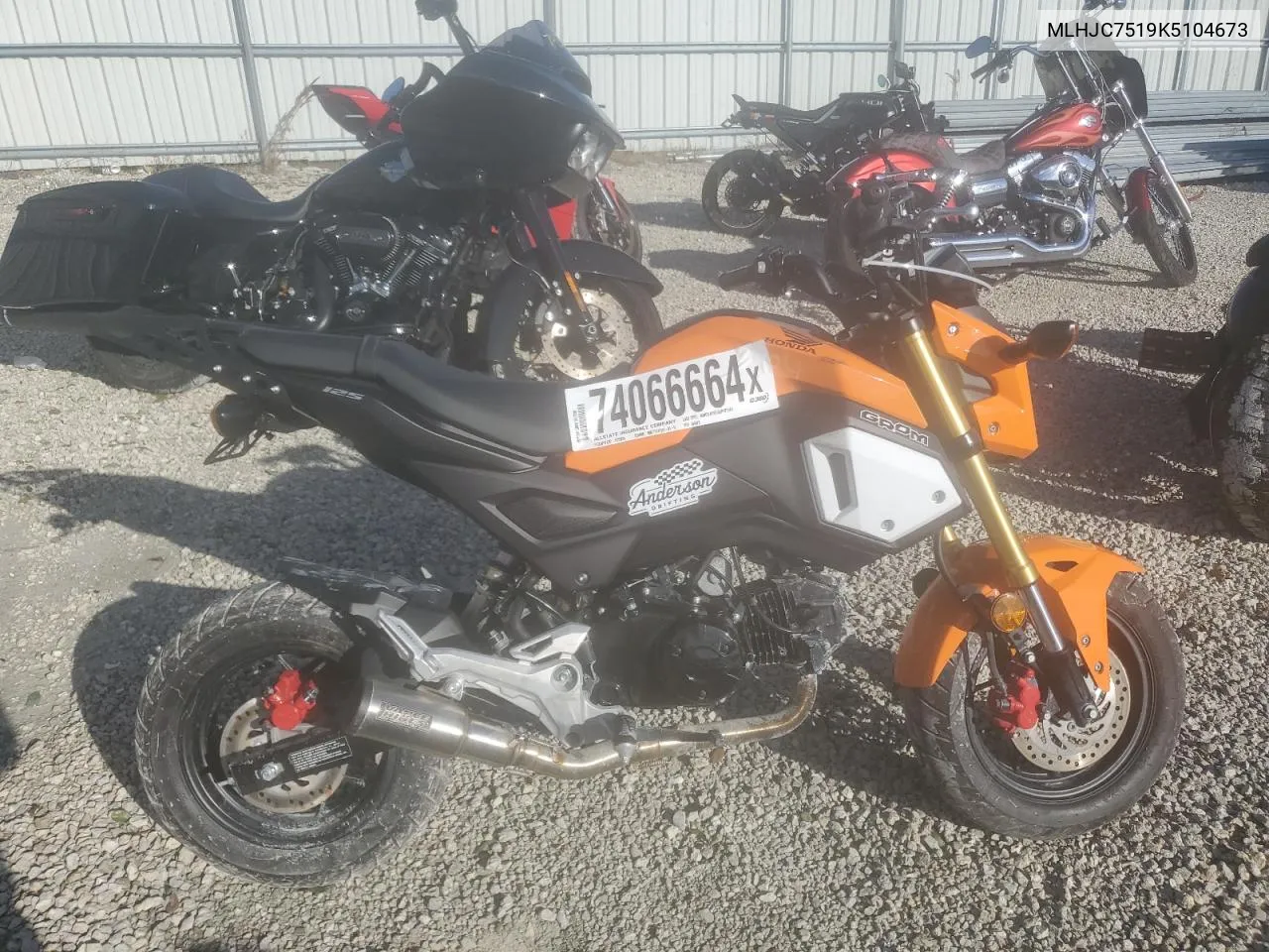 2019 Honda Grom 125 VIN: MLHJC7519K5104673 Lot: 74066664