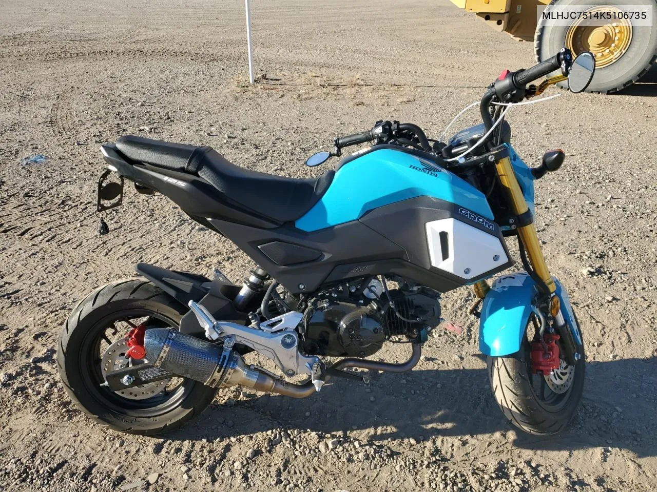 2019 Honda Grom 125 VIN: MLHJC7514K5106735 Lot: 74572764