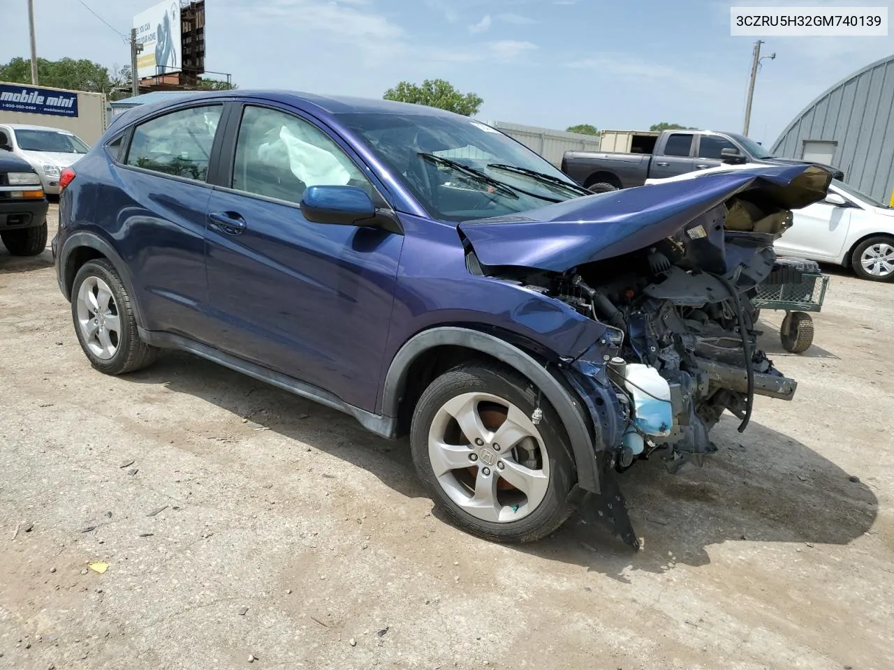 2016 Honda Hr-V Lx VIN: 3CZRU5H32GM740139 Lot: 61647363