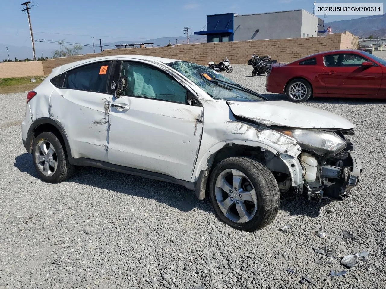 2016 Honda Hr-V Lx VIN: 3CZRU5H33GM700314 Lot: 66617104