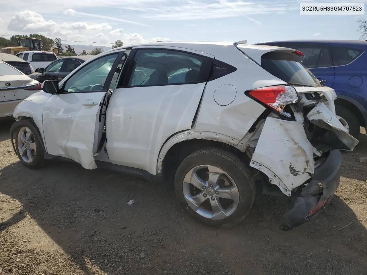 2016 Honda Hr-V Lx VIN: 3CZRU5H33GM707523 Lot: 67905954