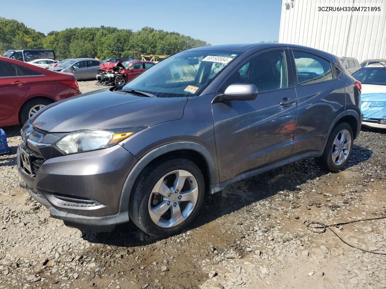 2016 Honda Hr-V Lx VIN: 3CZRU6H33GM721895 Lot: 69193554