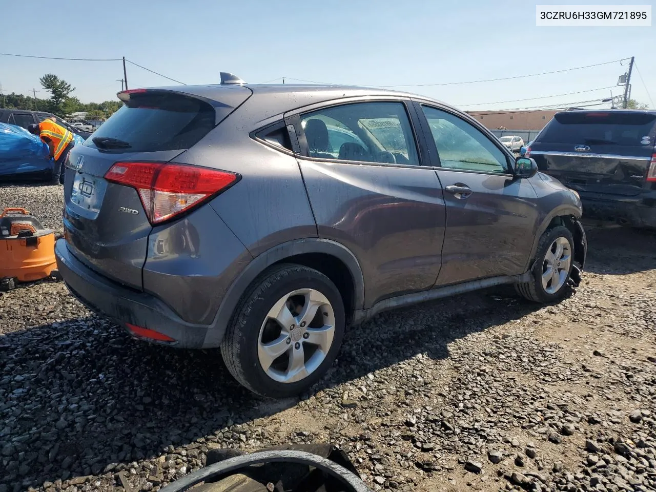 2016 Honda Hr-V Lx VIN: 3CZRU6H33GM721895 Lot: 69193554