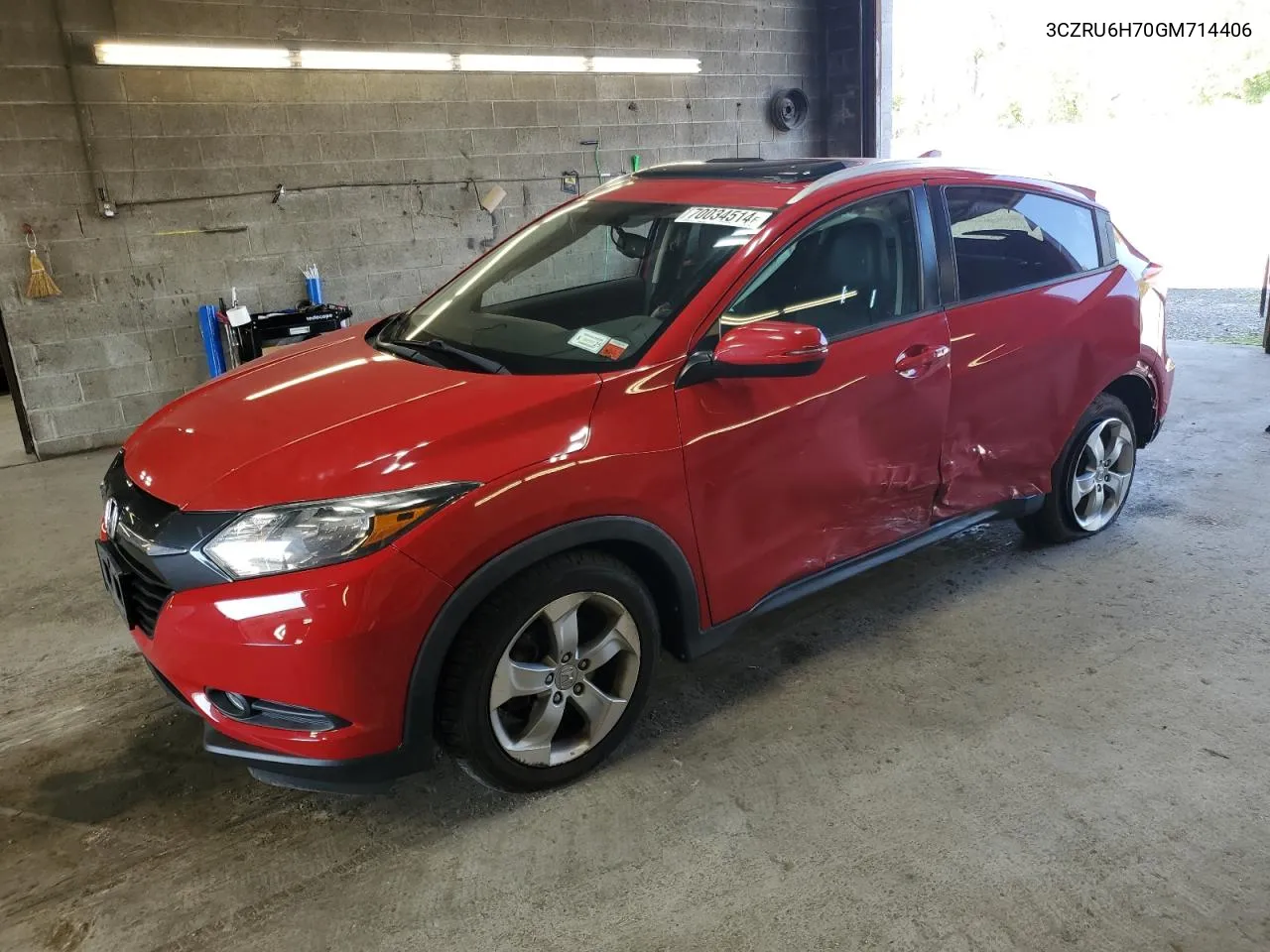 2016 Honda Hr-V Exl VIN: 3CZRU6H70GM714406 Lot: 70034514