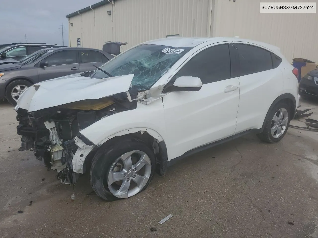 2016 Honda Hr-V Lx VIN: 3CZRU5H3XGM727624 Lot: 70338304