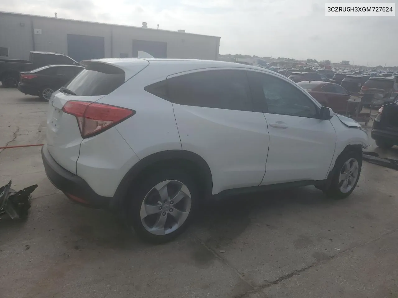 2016 Honda Hr-V Lx VIN: 3CZRU5H3XGM727624 Lot: 70338304