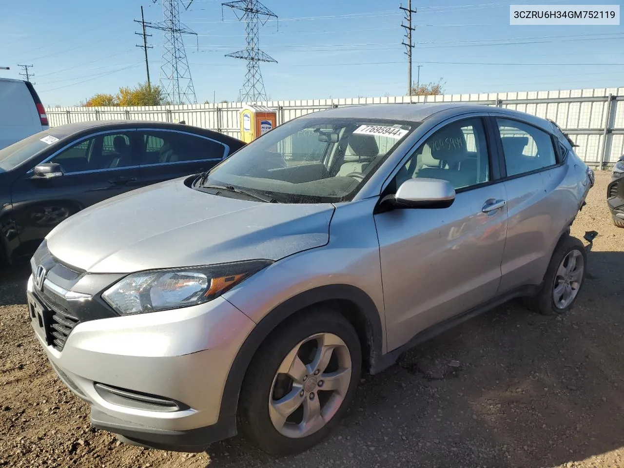 2016 Honda Hr-V Lx VIN: 3CZRU6H34GM752119 Lot: 77695944