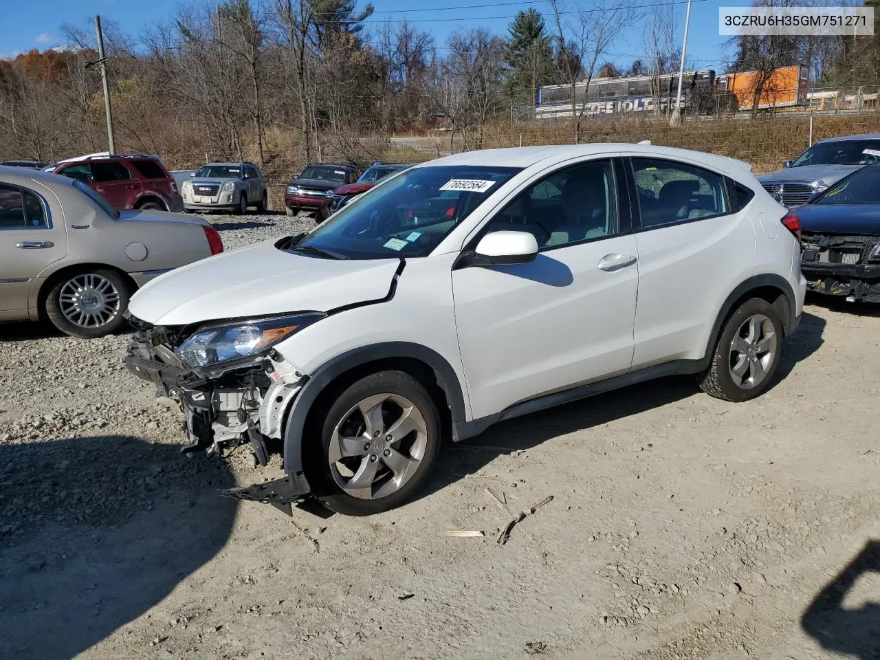 2016 Honda Hr-V Lx VIN: 3CZRU6H35GM751271 Lot: 78692564